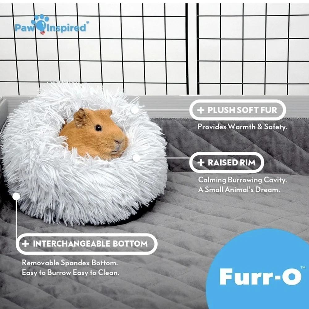 Soothing Guinea Pig Hideout, Doughnut Guinea Pig Bed with Hooded Cover, Washa...